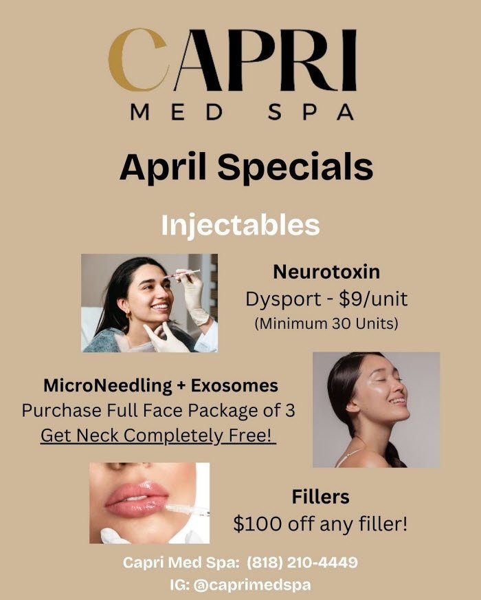 Capri med spa monthly specials