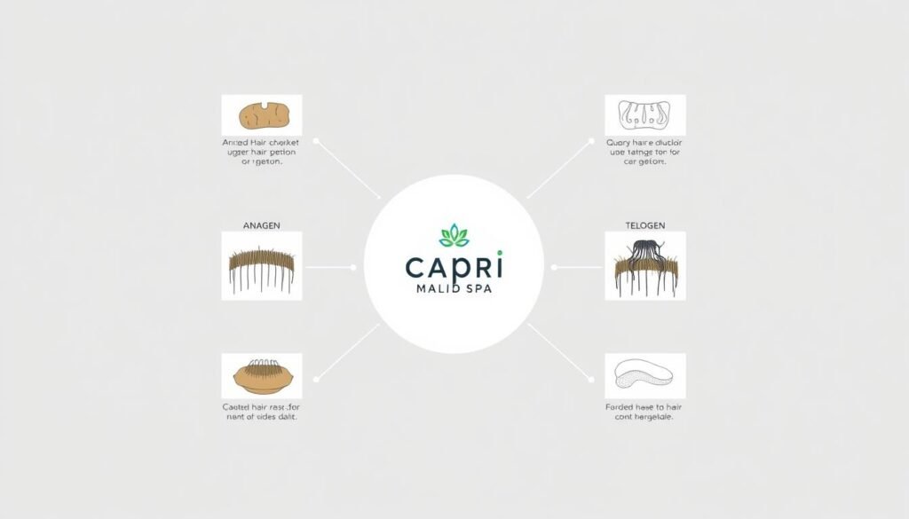hair growth phases diagram showing anagen, catagen and telogen cycles