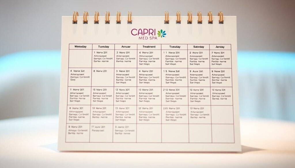 laser treatment schedule planning calendar