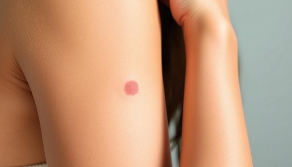 A close-up portrait of a person's arm, showcasing a healed scar from a previous injury. The scar is faded and nearly invisible, indicating successful scar removal treatment. The lighting is soft and natural, highlighting the skin's texture and tone. The background is blurred, keeping the focus on the subject's arm and the remarkable results of the Capri Med Spa's scar removal services. The overall mood is one of relief, satisfaction, and confidence in the quality of the medical spa's treatments.