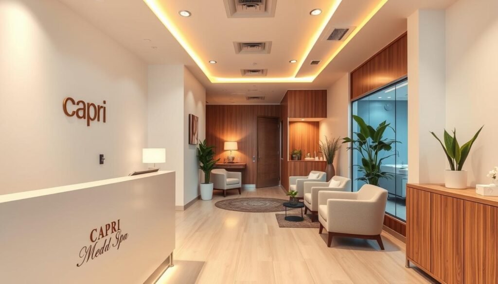 A cozy, well-lit treatment room at Capri Med Spa in Silverlake, with a serene, modern aesthetic. The focus is a comfortable treatment table set against a minimalist backdrop of white walls, natural wood accents, and soft ambient lighting. On the table, an array of high-quality skincare products from a reputable acne-focused brand are neatly arranged, conveying a sense of professionalism and expertise. The overall mood is calming and inviting, setting the stage for an effective, rejuvenating acne facial treatment. A serene and professional medical spa in Silverlake, California. Warm lighting illuminates the modern, minimalist interior, with clean white walls and sleek wood accents. In the foreground, a Capri Med Spa reception desk stands, inviting patients to experience the spa's high-quality acne treatments. The middle ground features a tranquil waiting area, with plush armchairs and lush potted plants. In the background, a hallway leads to private treatment rooms, where skilled estheticians administer personalized acne <a href='https://caprimedspa.com/radiant-skin-starts-here-brightening-facials-in-glendale/'>facials to address a range of skin</a> concerns. The overall atmosphere exudes a sense of relaxation, trust, and expertise, making it the ideal setting for those seeking professional acne care.” title=”A serene and professional medical spa in Silverlake, California. Warm lighting illuminates the modern, minimalist interior, with clean white walls and sleek wood accents. In the foreground, a Capri Med Spa reception desk stands, inviting patients to experience the spa’s high-quality acne treatments. The middle ground features a tranquil waiting area, with plush armchairs and lush potted plants. In the background, a hallway leads to private treatment rooms, where skilled estheticians administer personalized acne <a href='https://caprimedspa.com/radiant-skin-starts-here-brightening-facials-in-glendale/'>facials to address a range of skin</a> concerns. The overall atmosphere exudes a sense of relaxation, trust, and expertise, making it the ideal setting for those seeking professional acne care.” width=”640″ height=”366″ class=”aligncenter size-large wp-image-8772″></p>
<h3>Skin Types and Conditions</h3>
<p>Our <strong>acne facials</strong> fit many skin types and issues. No matter if you have oily, dry, combination, or sensitive skin, we’ll make it right for you. We also handle acne-prone skin, rosacea, or hyperpigmentation with a custom plan.</p>
<p>Choosing Capri Med Spa for your <em>professional acne treatment</em> means you’re in safe hands. Our team is all about helping you get a clearer, healthier skin with our tailored acne facial treatments.</p>
<h2>Preparing for Your Acne Facial</h2>
<p>Getting your skin ready for an acne facial can really help it work better. At Capri Med Spa in Silverlake, we want you to get the best from your <strong>acne skincare</strong> treatment.</p>
<h3>Pre-Facial Skincare Tips</h3>
<p>Here are some easy skincare tips to get ready for your acne facial:</p>
<ul>
<li>Keep your skin clean and moisturized before your appointment.</li>
<li>Avoid harsh products that can irritate your skin.</li>
<li>Drink lots of water to stay hydrated.</li>
</ul>
<p>Skincare experts say, “A well-prepared skin can lead to better treatment outcomes.” <em>Proper preparation</em> is essential for a glowing complexion.</p>
<h3>What to Avoid Before Your Appointment</h3>
<p>There are things you should not do before your acne facial for the best results:</p>
<ol>
<li>Don’t wax or tweeze your eyebrows for at least a week before.</li>
<li>Avoid exfoliating products or treatments for a few days before.</li>
<li>Don’t wear makeup or lotions on the day of your treatment.</li>
</ol>
<p>By avoiding these things, your skin will respond better to the treatment. As a client of Capri Med Spa, you’re on your way to clear, healthy-looking skin.</p>
<blockquote><p>“The right preparation can make all the difference in the effectiveness of your acne facial.” – Skincare Expert</p></blockquote>
<h2>Post-Facial Care: Maintaining Results</h2>
<p>The journey to clear skin doesn’t end with your acne facial. It requires ongoing care. At Capri Med Spa, we stress the importance of post-facial care. This helps keep the results of your <strong>best acne facial in Silverlake</strong> lasting.</p>
<h3>Recommended Skincare Products</h3>
<p>Choosing the right skincare products is key to keeping your skin healthy and clear. Our experts at Capri Med Spa suggest products that are gentle and right for your skin type. “A good skincare routine is the foundation of healthy, glowing skin,” says one of our skincare specialists.</p>
<p>Look for products with salicylic acid, benzoyl peroxide, or retinol. These ingredients are great for fighting acne.</p>
<ul>
<li>Gently cleanse your face twice a day</li>
<li>Use a toner to balance your skin’s pH</li>
<li>Apply a moisturizer to keep your skin hydrated</li>
<li>Use sunscreen daily to protect your skin from UV damage</li>
</ul>
<h3>Lifestyle Changes for Clear Skin</h3>
<p>Along with a good skincare routine, making lifestyle changes can greatly help your skin. Eating a balanced diet full of fruits, vegetables, and whole grains supports skin health. Drinking plenty of water is also key.</p>
<p>Managing stress through meditation or yoga can also help. Stress can cause acne due to hormonal changes.</p>
<blockquote><p>“A healthy lifestyle is reflected in healthy, glowing skin.” – Skincare Expert</p></blockquote>
<p>By making these lifestyle changes and using the right skincare products, you can keep your skin clear and radiant. Treatments like the <strong>best acne facial in Silverlake</strong> at Capri Med Spa are also important.</p>
<h2>Addressing Common Concerns</h2>
<p>Capri Med Spa is a leading provider of acne facials in Silverlake. We aim to address your concerns and questions about this effective treatment. Our goal is to ensure you’re well-informed and comfortable throughout your skincare journey.</p>
<h3>How Many Sessions Do You Need?</h3>
<p>The number of acne facial sessions needed varies based on your skin type and condition. Generally, a series of treatments is recommended for optimal results.</p>
<ul>
<li><strong>Mild Acne</strong>: 3 to 4 sessions, spaced 4 to 6 weeks apart.</li>
<li><strong>Moderate Acne</strong>: 4 to 6 sessions, with the same spacing.</li>
<li><strong>Severe Acne</strong>: More frequent initial treatments, followed by maintenance sessions.</li>
</ul>
<p>At Capri Med Spa, our experienced professionals will work with you. We’ll create a personalized treatment plan tailored to your specific needs.</p>
<h3>Possible Side Effects</h3>
<p>While acne facials are generally safe, some temporary side effects may occur. These include redness or sensitivity. These effects are typically mild and short-lived.</p>
<table>
<tbody>
<tr>
<th>Side Effect</th>
<th>Duration</th>
<th>Management</th>
</tr>
<tr>
<td>Redness</td>
<td>A few hours to a day</td>
<td>Cool compresses or soothing creams</td>
</tr>
<tr>
<td>Sensitivity</td>
<td>A few days</td>
<td>Gentle skincare products, avoiding harsh chemicals</td>
</tr>
</tbody>
</table>
<h3>Frequently Asked Questions</h3>
<p>We understand you may have more questions. Here are some answers to frequently asked questions about acne facials:</p>
<blockquote><p>“I’ve had acne for years; can an acne facial really help?” Yes, acne facials can be highly effective in managing and reducing acne. Our treatments are designed to deep clean pores, reduce inflammation, and prevent future breakouts.</p></blockquote>
<p>For more information or to schedule a consultation, please don’t hesitate to contact us at Capri Med Spa. We are your premier destination for top-notch acne facials in Silverlake.</p>
<p><img decoding=