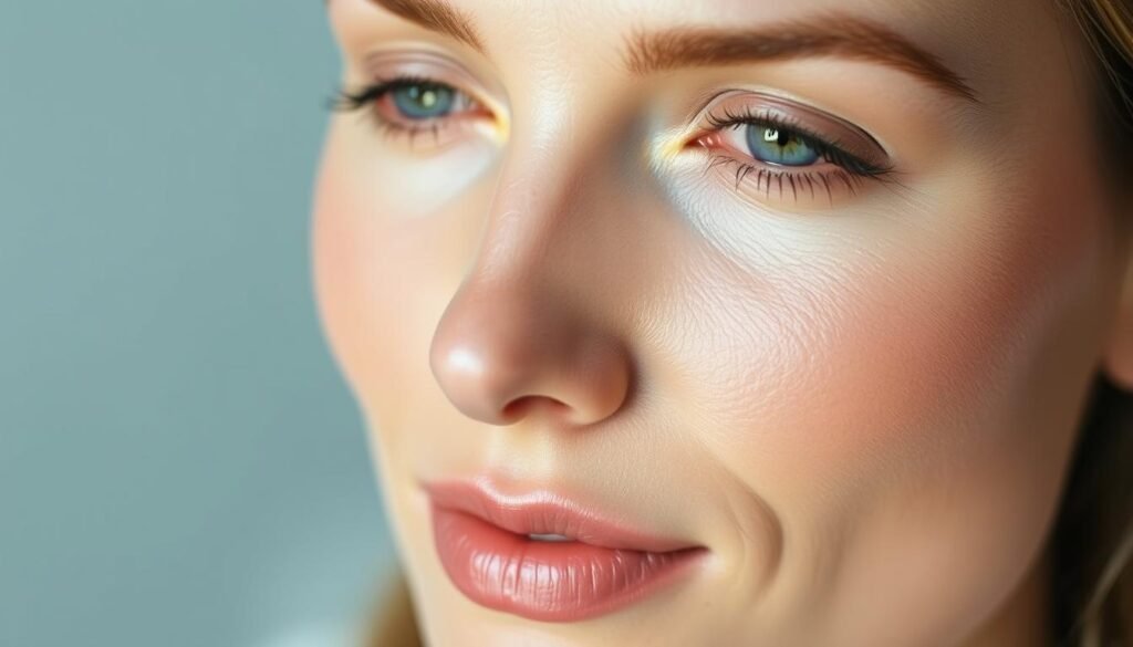 A serene, close-up portrait showcasing the rejuvenating effects of Juvéderm Silverlake facial treatment at Capri Med Spa. Soft, diffuse lighting accentuates the smooth, youthful complexion, with subtle highlights emphasizing the natural contours of the face. The skin appears luminous and hydrated, exuding a sense of radiance and vitality. The angle is slightly angled, creating a sense of intimacy and focus on the subject's features. The background is blurred, gently framing the face and drawing the viewer's attention to the transformative results of the Juvéderm Silverlake procedure.