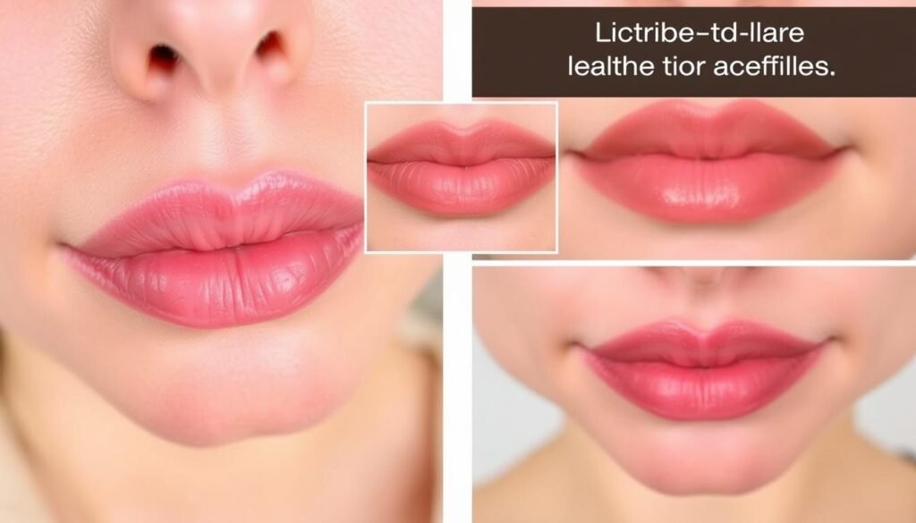 Lip Blushing Comparison - A side-by-side visual exploration of various lip enhancement treatments. In the foreground, a close-up of naturally flushed lips, the subtle flush accentuated by soft, diffused lighting. In the middle ground, a comparison of the results of Capri Med Spa's lip blushing procedure, showcasing a healthy, youthful glow. In the background, a contrasting image of alternative treatments, highlighting their distinct appearance and effects. Captured with a crisp, high-resolution lens, this image conveys the nuanced differences between lip blushing and other options, guiding viewers towards the most natural-looking solution.
