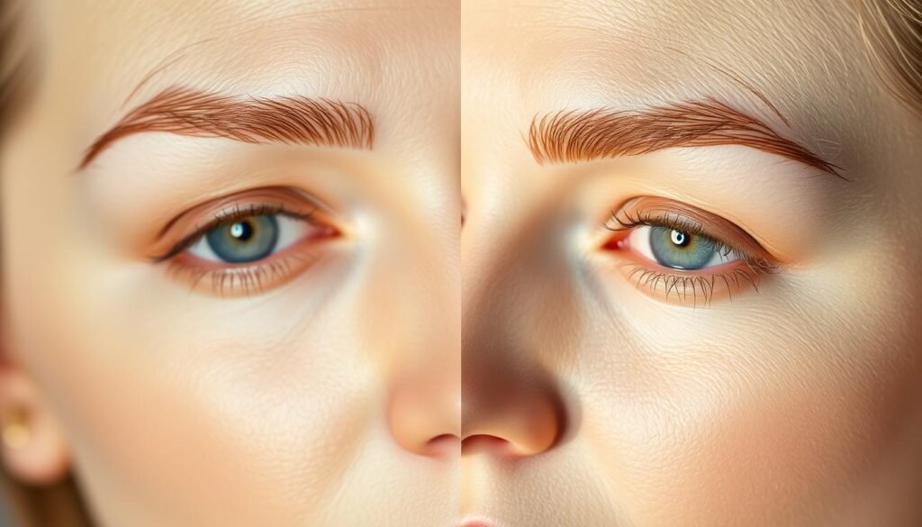 natural powder brows before and after