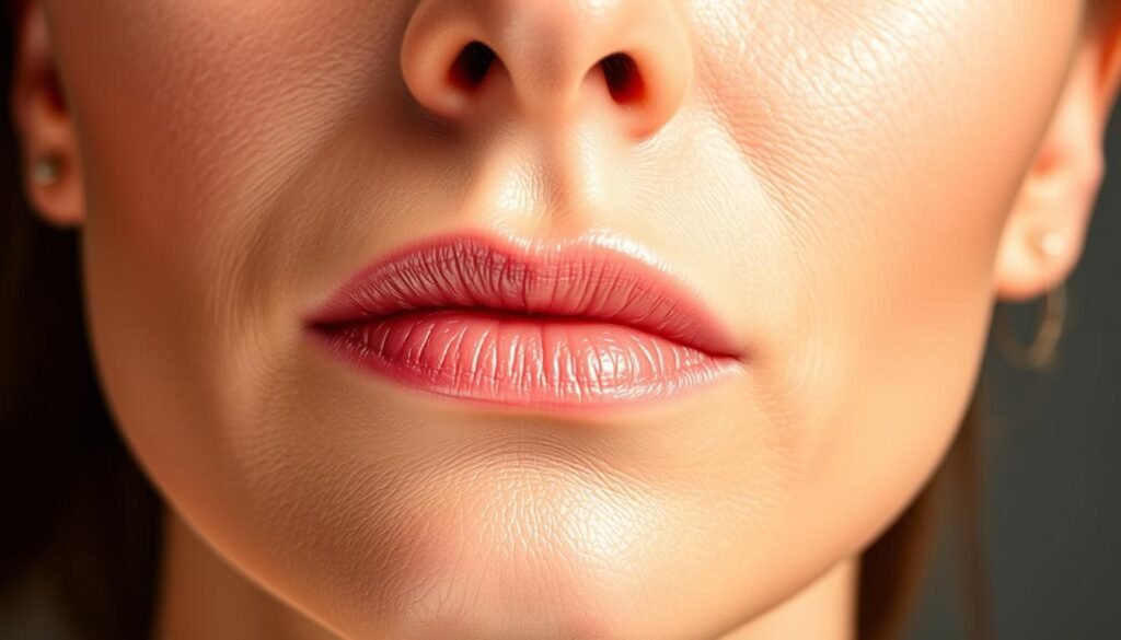 Detailed closeup of the various benefits of the Capri Med Spa VI Peel treatment. Crisp, high-resolution image showcasing the different skin conditions the peel can address - sun damage, hyperpigmentation, fine lines, and acne scarring. Warm, soft lighting illuminates the skin texture and highlights the peel's rejuvenating effects. Centered composition with a serene, minimalist background that allows the skin to be the focal point. Technical and clinical in nature, yet visually appealing to convey the professionalism and efficacy of the Capri Med Spa VI Peel.