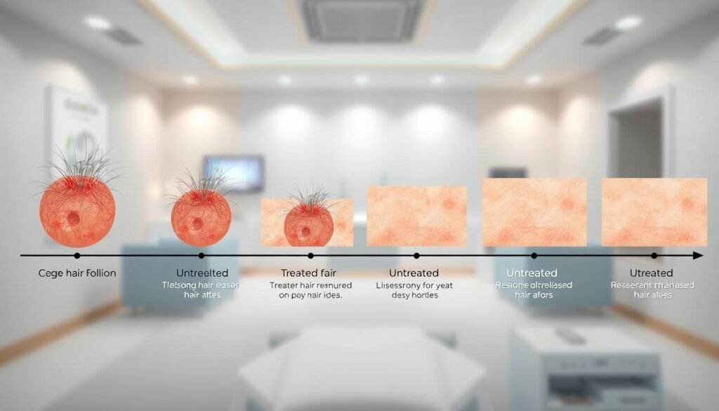 laser hair removal results timeline showing progressive hair reduction