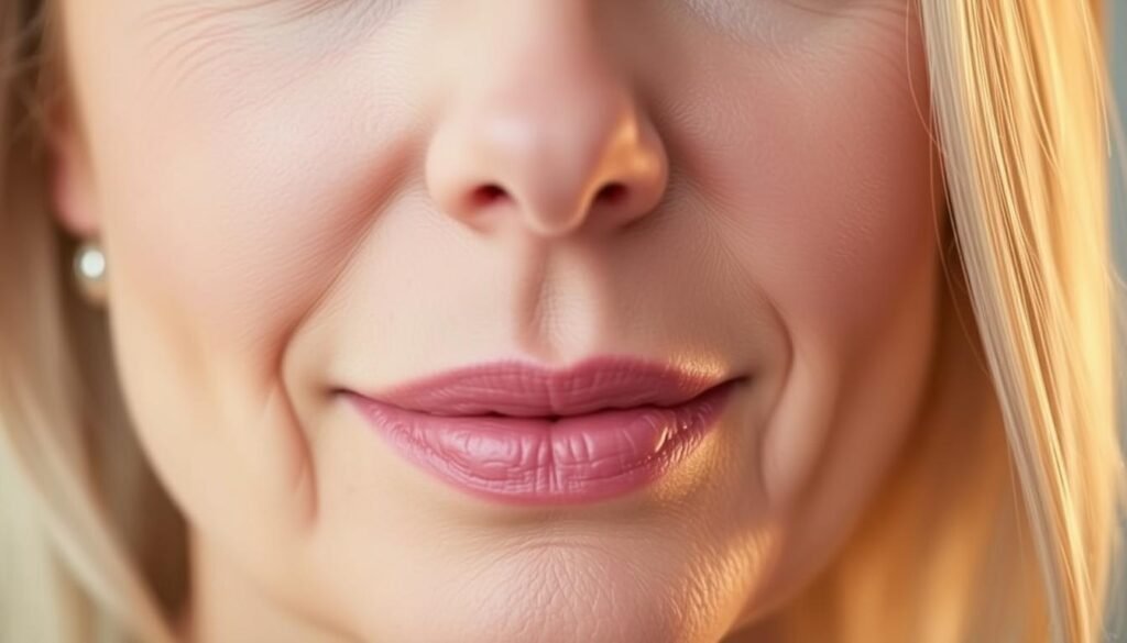 A close-up portrait of a middle-aged woman's face, showcasing the results of a facial volume restoration treatment at Capri Med Spa in Sherman Oaks. The image should capture the smooth, youthful appearance of the subject's nasolabial folds, with natural-looking volume and contours. Soft, diffuse lighting should create a warm, inviting atmosphere, highlighting the skin's radiance and even tone. The focus should be on the central facial features, with a slightly angled perspective to add depth and dimension. The overall mood should convey a sense of confidence and satisfaction with the cosmetic outcome. A close-up portrait of a middle-aged woman's face, showcasing the results of a facial volume restoration treatment at Capri Med Spa in Sherman Oaks. The image should capture the smooth, youthful appearance of the subject's nasolabial folds, with natural-looking volume and contours. Soft, diffuse lighting should create a warm, inviting atmosphere, highlighting the skin's radiance and even tone. The focus should be on the central facial features, with a slightly angled perspective to add depth and dimension. The overall mood should convey a sense of confidence and satisfaction with the cosmetic outcome.