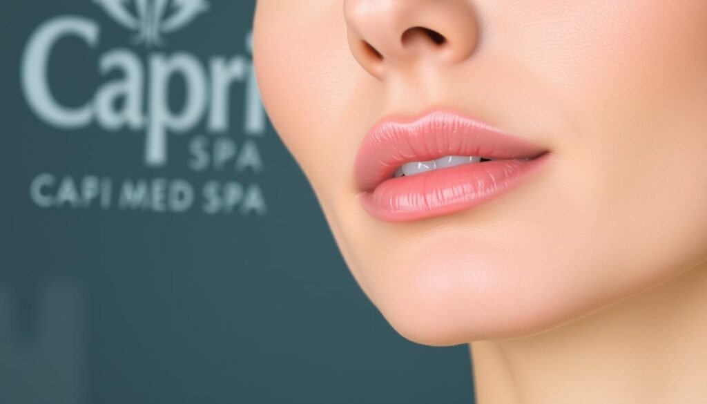 A close-up view of a model's face, highlighting the jawline and the safety considerations of using dermal fillers. The skin appears smooth and healthy, with a natural glow from carefully placed lighting. The Capri Med Spa logo is subtly visible in the background, conveying the professional setting. The mood is one of confidence and reassurance, emphasizing the importance of medical expertise when undergoing cosmetic procedures. The angle is slightly angled, providing a flattering perspective on the subject's features. A close-up view of a model's face, highlighting the jawline and the safety considerations of using dermal fillers. The skin appears smooth and healthy, with a natural glow from carefully placed lighting. The Capri Med Spa logo is subtly visible in the background, conveying the professional setting. The mood is one of confidence and reassurance, emphasizing the importance of medical expertise when undergoing cosmetic procedures. The angle is slightly angled, providing a flattering perspective on the subject's features.