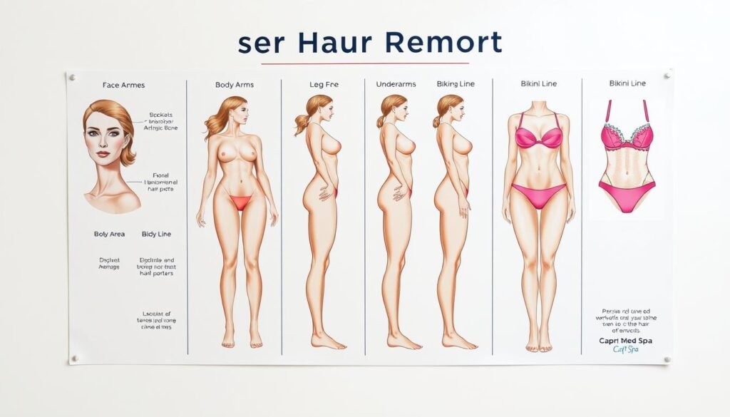 laser hair removal body areas comparison chart