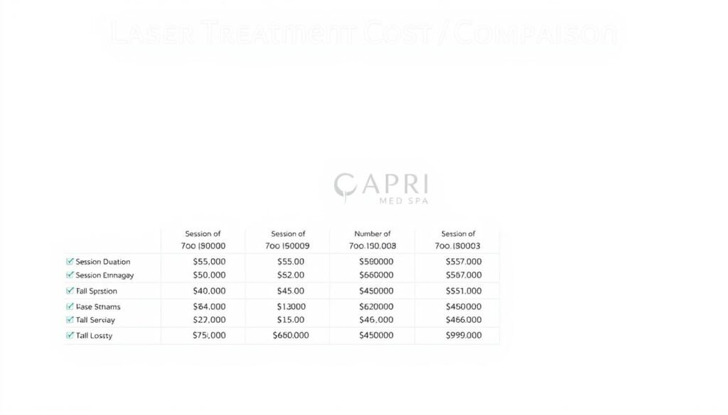laser treatment cost comparison chart