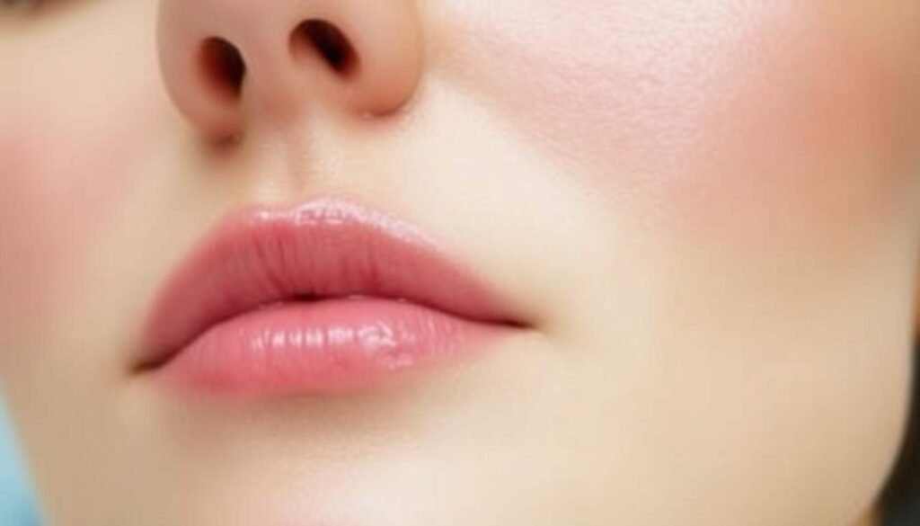 A crisp, well-lit close-up shot of a person's cheeks, showcasing the natural contours and subtle highlights achieved through a cheek enhancement procedure at Capri Med Spa in Altadena. The skin appears youthful, radiant, and slightly flushed, with a healthy glow that emanates a sense of rejuvenation. The lighting is soft and diffused, creating a serene, clinical atmosphere that emphasizes the professional quality of the treatment. The focus is on the cheeks, framed by a blurred background that suggests a medical or spa-like setting, allowing the viewer to concentrate on the stunning results of the procedure.