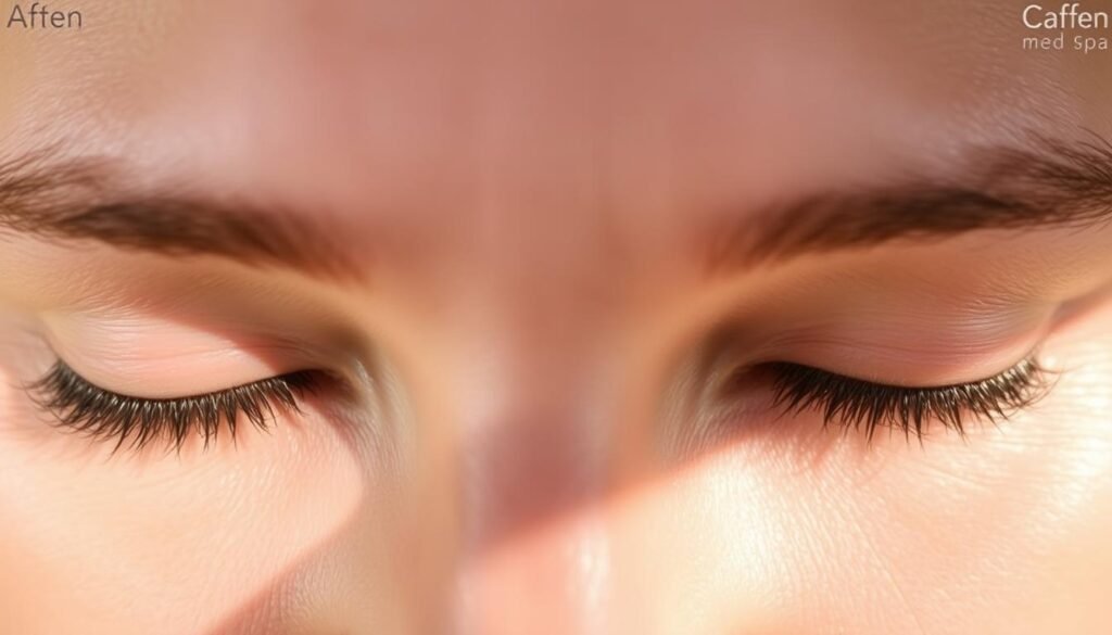 A serene, well-lit close-up of an adult's temples, highlighting the skin's smoothness and radiance. The temples appear rejuvenated, with a subtle yet noticeable enhancement in their contours. The lighting is soft and diffused, creating a warm, inviting atmosphere. Capri Med Spa's expert touch is evident in the natural-looking results. The image conveys a sense of relaxation and confidence, reflecting the ideal candidate for temples fillers in this article.
